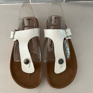 Birkenstock White and Brown Sandals